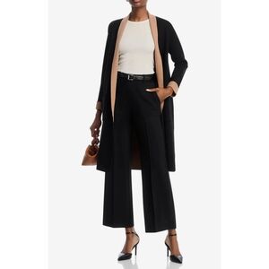 🔥Tahari Shawl Lapel Black Cardigan with Tan Trim